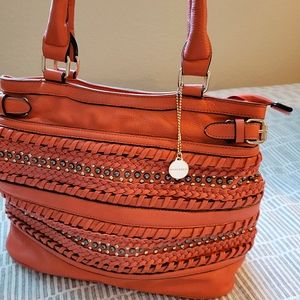 BIG BUDDHA leather purse burnt sienna with stud detail
